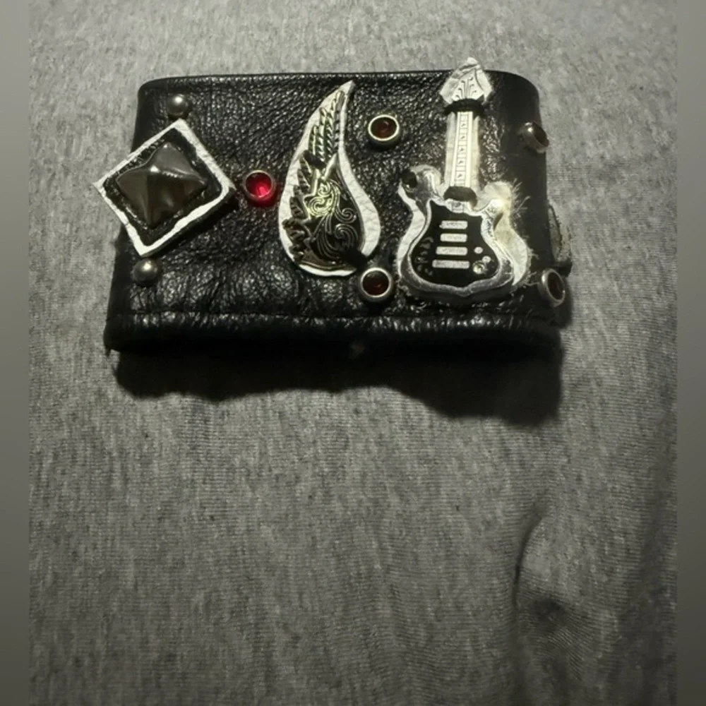 Black Leather Bracelet with Silver Accents